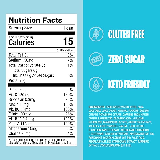 ZOA Zero Sugar Energy Drinks, Tropical Punch - Sugar Free with Electrolytes, Healthy Vitamin C, Amino Acids, Essential B-Vitamins, and Caffeine from Green Tea - 16 Fl Oz (12-Pack)