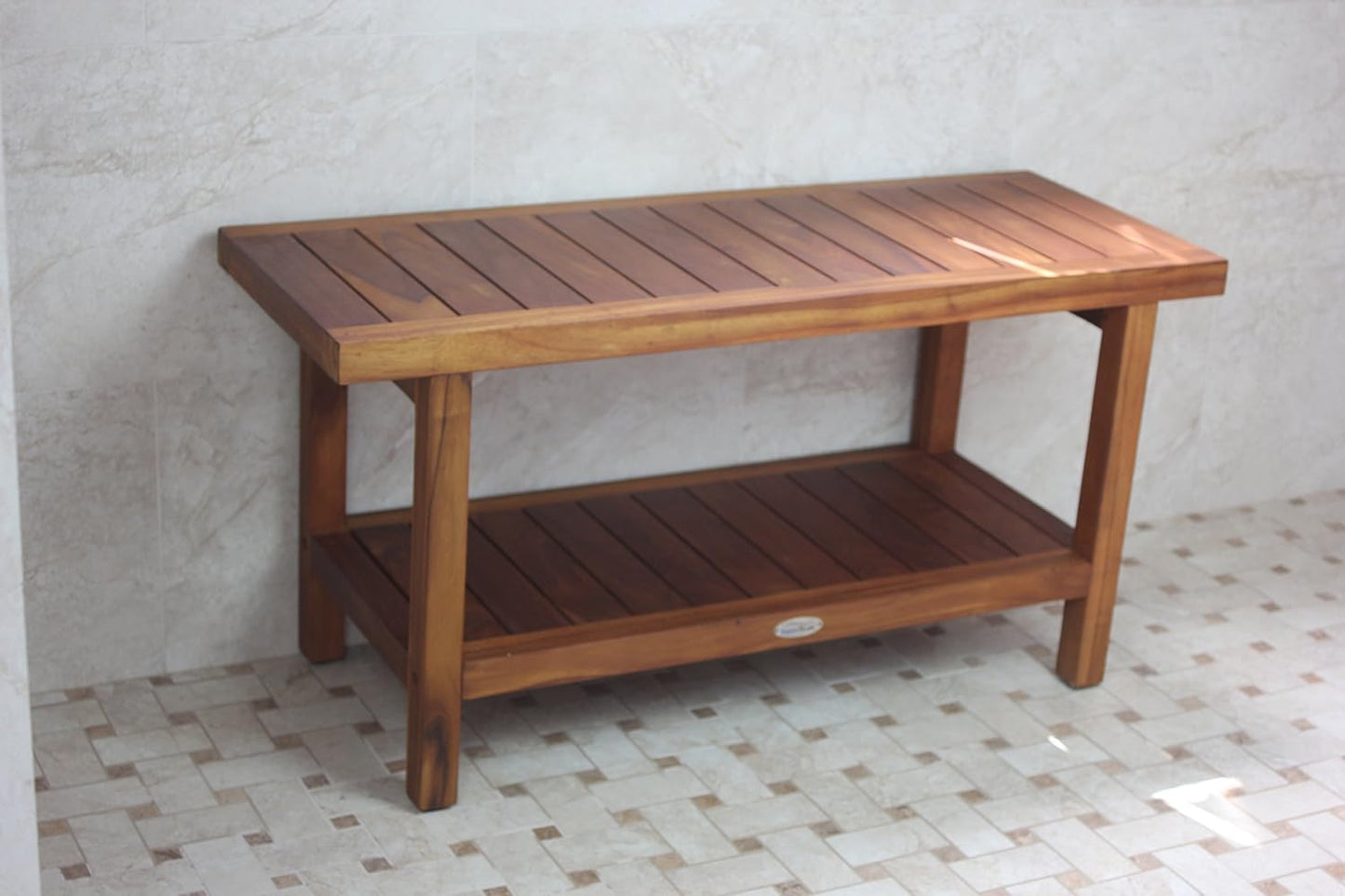 AquaTeak The Original 36" Spa Teak Shower Bench with Shelf & AquaTeak Premium Teak Oil