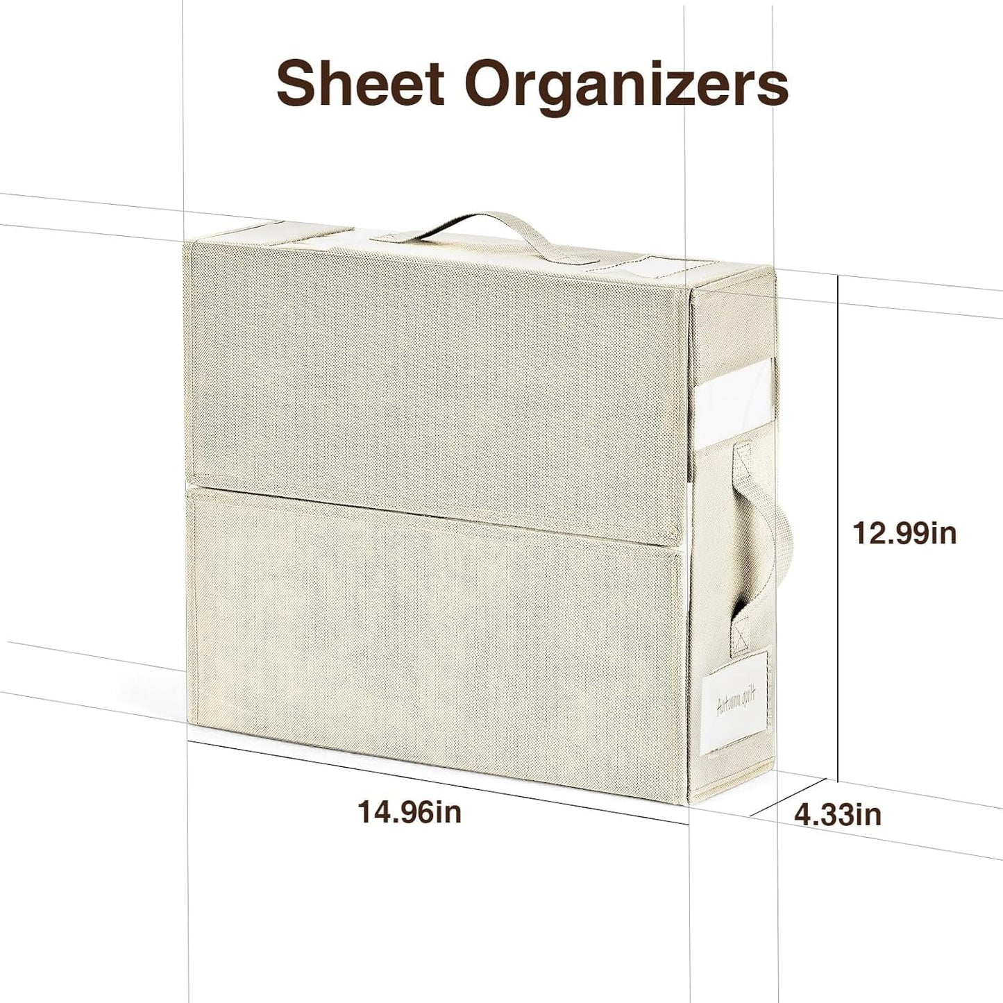 DIMJ Bed Sheet Organizers and Storage 8 Pack - Foldable Sheet Organizer for Linen Closet, Bedding Storage Box for organization, Sheets Set Folder Keeper with Window(King & Queen Size), Beige