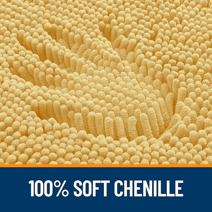 OLANLY Bathroom Rugs 70x46, Extra Soft Absorbent Chenille Bath Rugs, Rubber Backing Quick Dry, Machine Washable Bath Mats for Bathroom Floor, Tub and Shower, Home Decor Accessories, Yellow