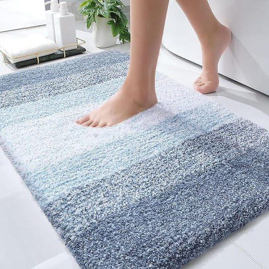 OLANLY Bathroom Rugs Mat 36x24, Extra Soft Absorbent Microfiber Bath Rugs, Rubber Backing, Quick Dry, Machine Washable Bath Mats for Bathroom Floor, Tub and Shower, Home Decor Accessories, Blue