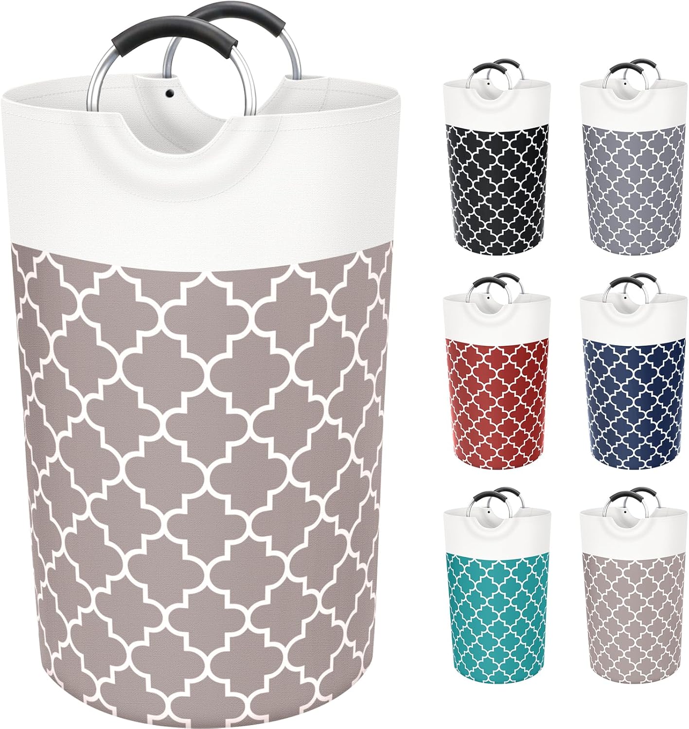 Large Laundry Basket Laundry Hamper Bag Washing Bin Clothes Bag Collapsible Tall With Handles Waterproof Travel Bathroom College Essentials Storage For College Dorm, Family (Khaki)82L