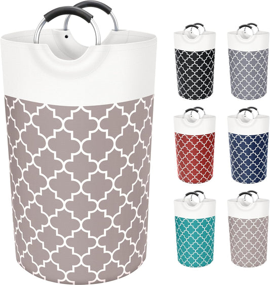 Large Laundry Basket Laundry Hamper Bag Washing Bin Clothes Bag Collapsible Tall With Handles Waterproof Travel Bathroom College Essentials Storage For College Dorm, Family (Khaki)82L