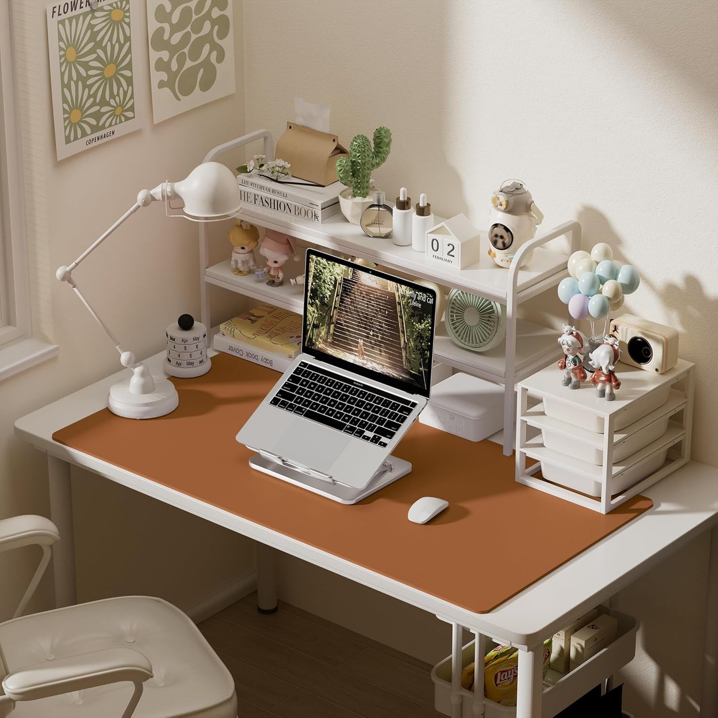 Aothia Faux Leather Desk Mat – Large Mouse Pad, Non-Slip PU Leather Blotter, Waterproof Writing Surface for Office and Home (Brown, 47.2" x 23.6")