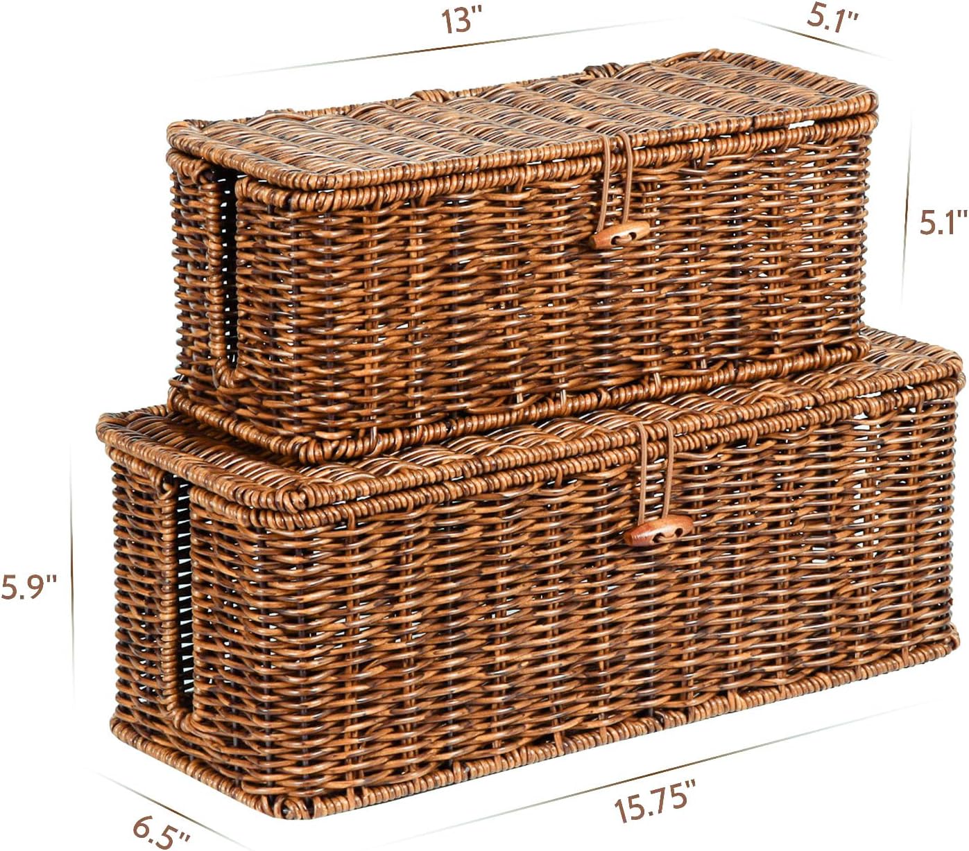 BROWNLILY Rattan Wire Storage Box, Handmade Cord Organizer for Desk Cord Hider Outlet Covers Baby Proofing for Power Strip TV PC Router Charger Under Desk Cable Management Box