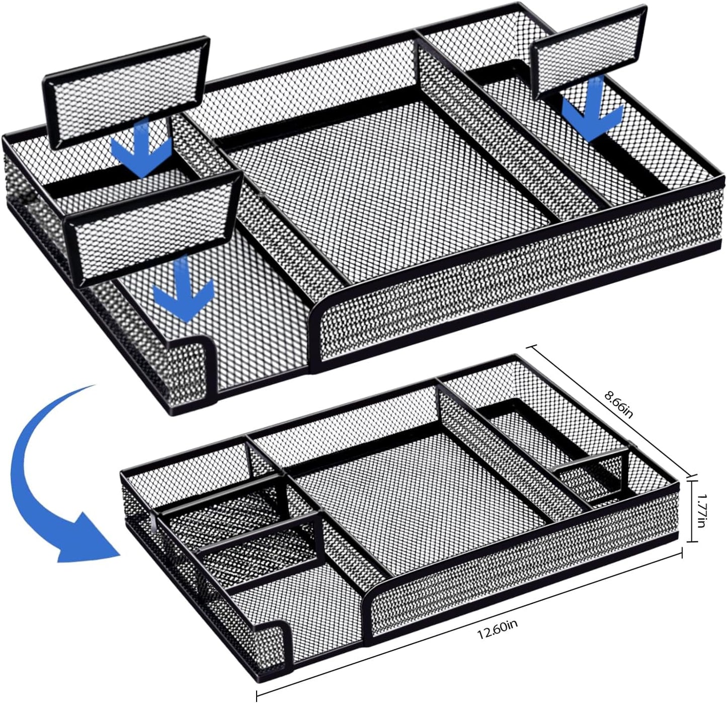 Black Office Desk Accessories, Black Office Supplies Set, Desk Drawer Organizer,Stapler and Tape Dispenser Set,Tape,Staple Remover, Staples, Paper Clips, Scissor and Sticky Note