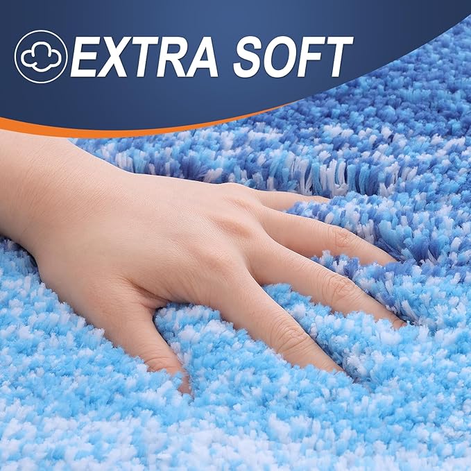 OLANLY Bathroom Runner Rugs 70x24, Extra Soft Absorbent Microfiber Bath Rugs, Rubber Backing, Quick Dry, Washable Bath Mats for Bathroom Floor, Tub and Shower, Home Decor Accessories, Light Royal Blue