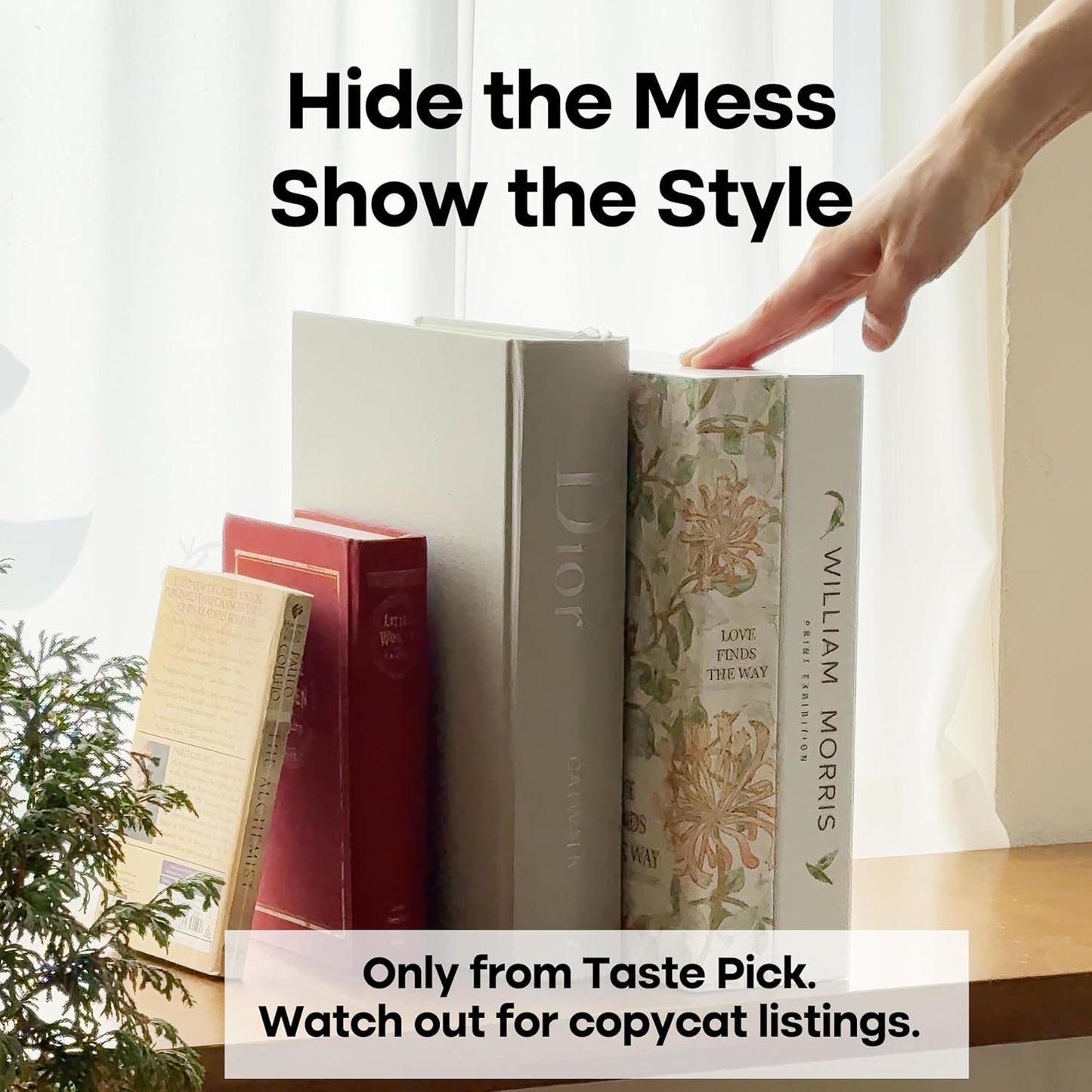 Book Shape Decorative Cable Management Box - Expandable Cable Organizer Box with Magnetic Closure for Home & Office (Gogh Monet, Large)