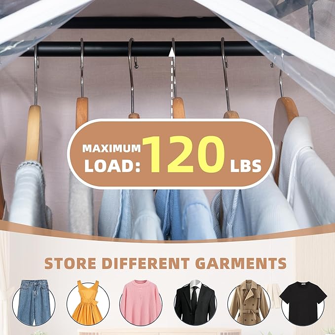 STORAGE MANIAC 2-Pack Hanging Garment Bag Zipper Cover with Sealed Clear Window, Long Garment Cover for Closet Storage Wardrobe Clothes Protector, Large Garment Storage Bag for Dresses,Suits, Grey