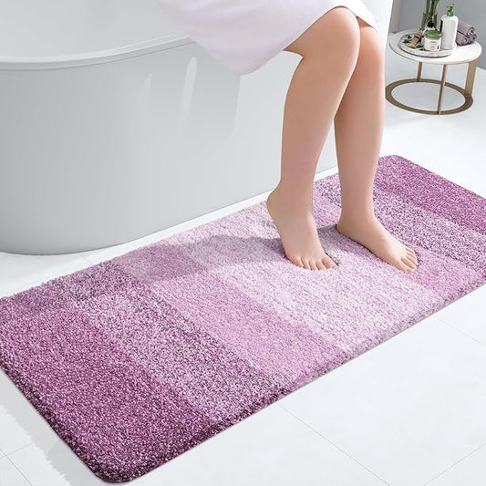 OLANLY Bathroom Runner Rugs 47x20, Extra Soft Absorbent Microfiber Bath Rugs, Rubber Backing, Quick Dry, Washable Bath Mats for Bathroom Floor, Tub and Shower, Home Decor Accessories, Pinkish-Purple