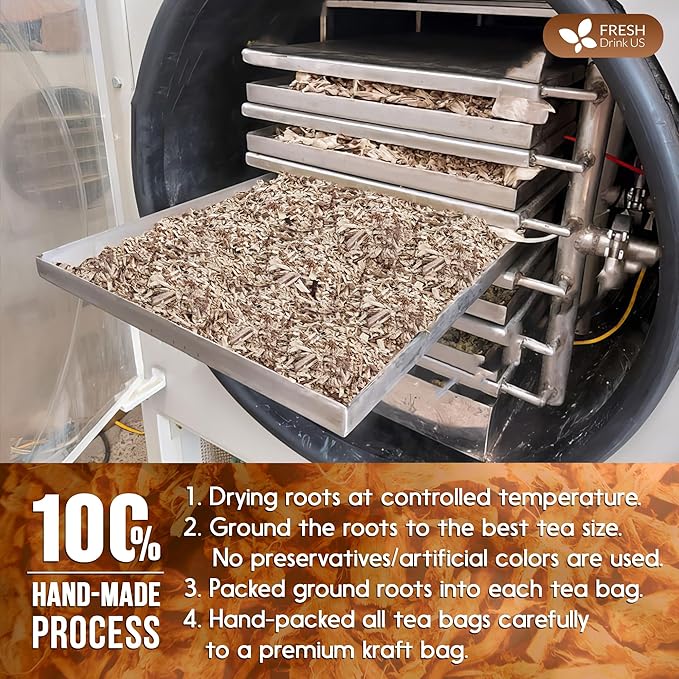 FreshDrinkUS, Premium 55 Marshmallow Root Tea Bags, 100% Natural & Pure from Marshmallow Root, Eco-Conscious Tea Bags, Herbal Tea. No Sugar, No Caffeine, No Gluten, Vegan.