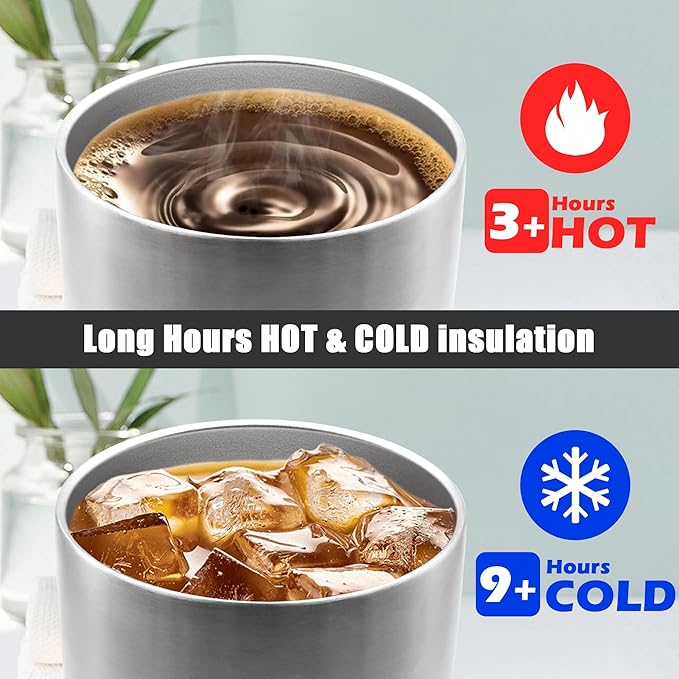 20 oz Tumbler Coffee Travel Tumblers Bulk with Lid Stainless Steel Double Wall Vacuum Insulated Mug Powder Coated Cups fit Car Cupholder for Hot and Cold - Stainless Steel, 4Pack