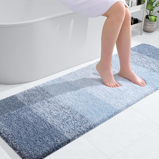 OLANLY Bathroom Runner Rugs 59x20, Extra Soft Absorbent Microfiber Bath Rugs, Rubber Backing, Quick Dry, Machine Washable Bath Mats for Bathroom Floor, Tub and Shower, Home Decor Accessories, Blue