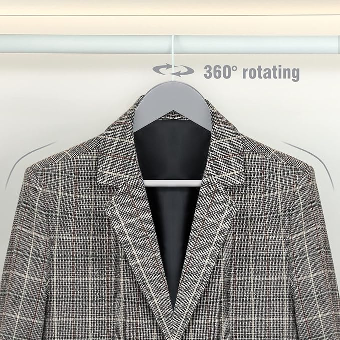 TOPIA HANGER Premium Wooden Hangers with Non-slip Pant Bar, 360°Swivel Hook and Shoulder Notches, 16 Pack Solid Wood Clothes Hangers for Suit, Coat, Jacket, Camisole(Grey/White)-CT35GW6