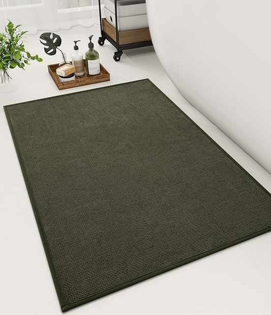 YIHOUSE Bathroom Rugs Mat 24x36, Non Slip Quick Dry Bath Mats for Bathroom Absorbent Ultra Thin Bath Rugs Machine Washable Fit Under Door for Sink, Cabinet, Laundry (Dark Green, 24"x36")