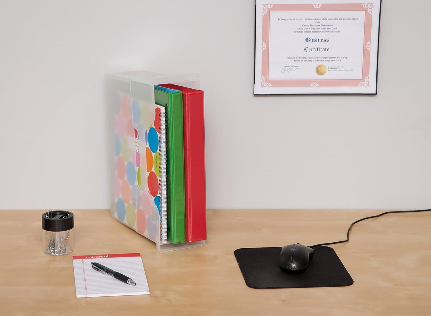 IRIS USA Small Portable Desktop File Box with Open Lid, 6 Pack, Side Handles, Hanging File Folders, Tabs & Inserts, Letter Size, Magazines, Newspapers, Mail, Books, Notebooks, Clear