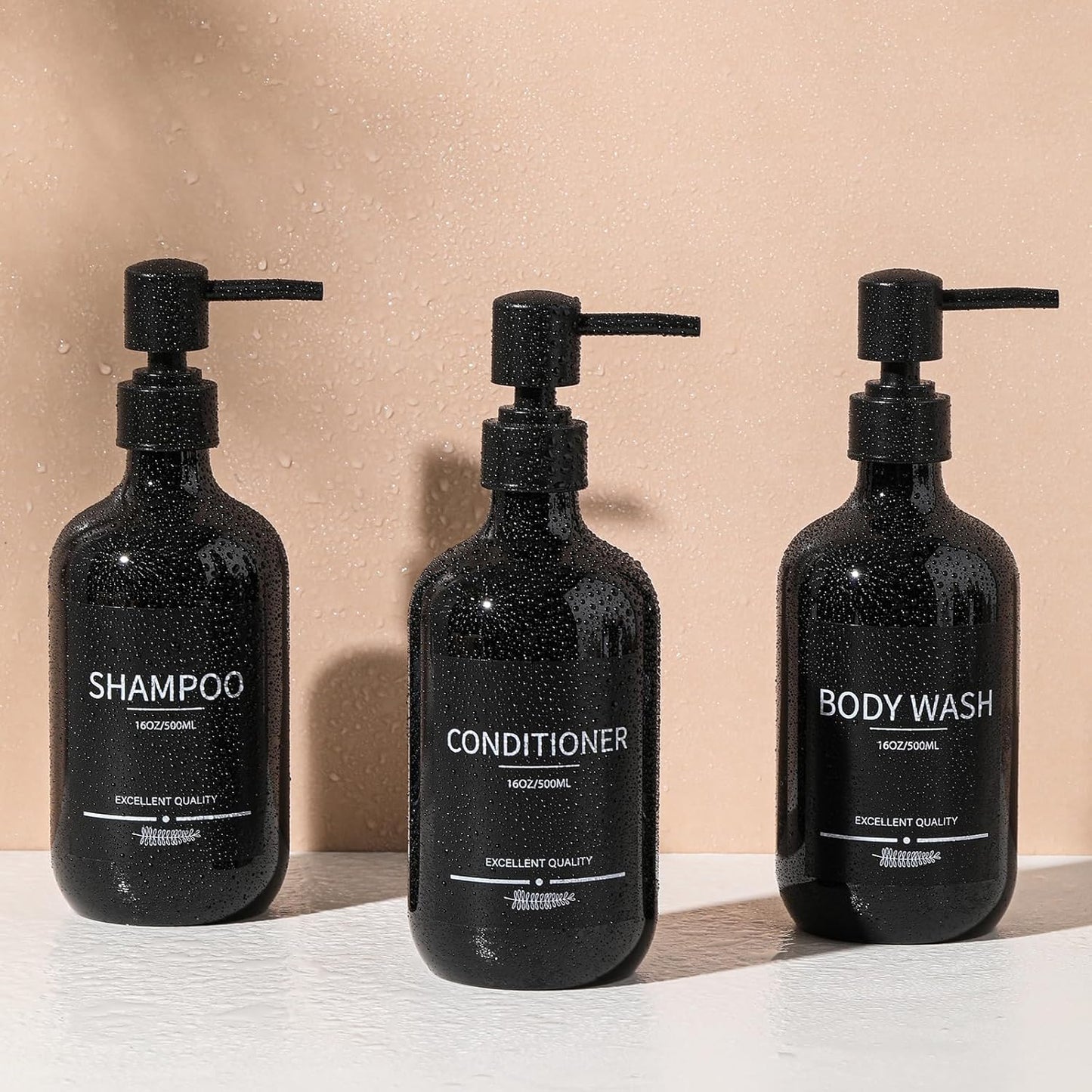 Shampoo and Conditioner Dispenser(5Pack)16.9oz Refillable Shampoo and Conditioner Bottles,Dispenser for Shower (Black)