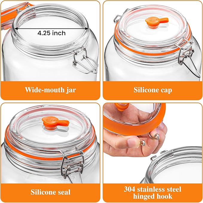 1 Gallon Fermentation Jars with Weights & Airlocks, Fermenting Kit for Sauerkraut, Kimchi, Kombucha and Pickles, 2 Pack