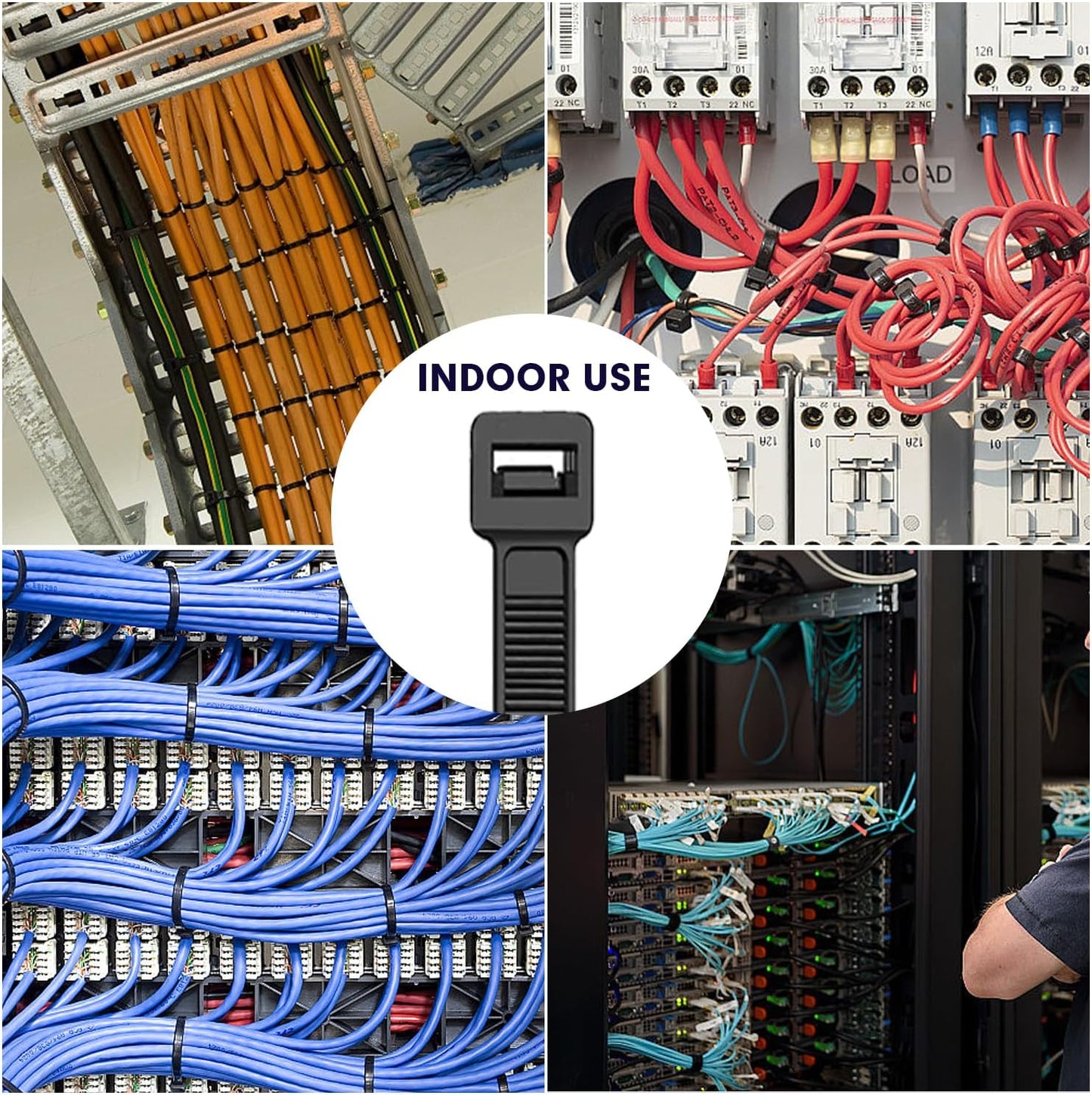 Zip Ties, RAZCC 1200pcs Black Cable Zip Ties 16 Inch, Heavy Duty Plastic Wire Ties with 50lb Tensile Strength, Self-Locking Black Nylon Tie Wraps for Indoor and Outdoor