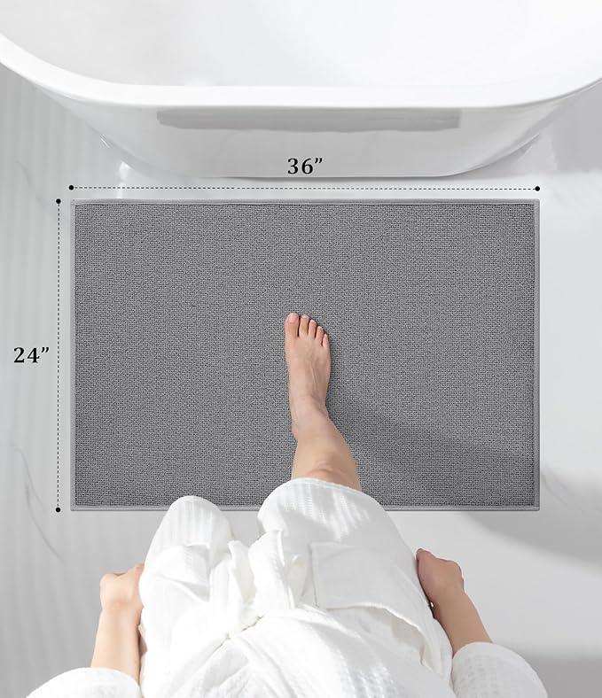 YIHOUSE Bathroom Rugs Mat 24x36, Non Slip Quick Dry Bath Mats for Bathroom Absorbent Ultra Thin Bath Rugs Machine Washable Fit Under Door for Sink, Cabinet, Laundry (Grey, 24"x36")