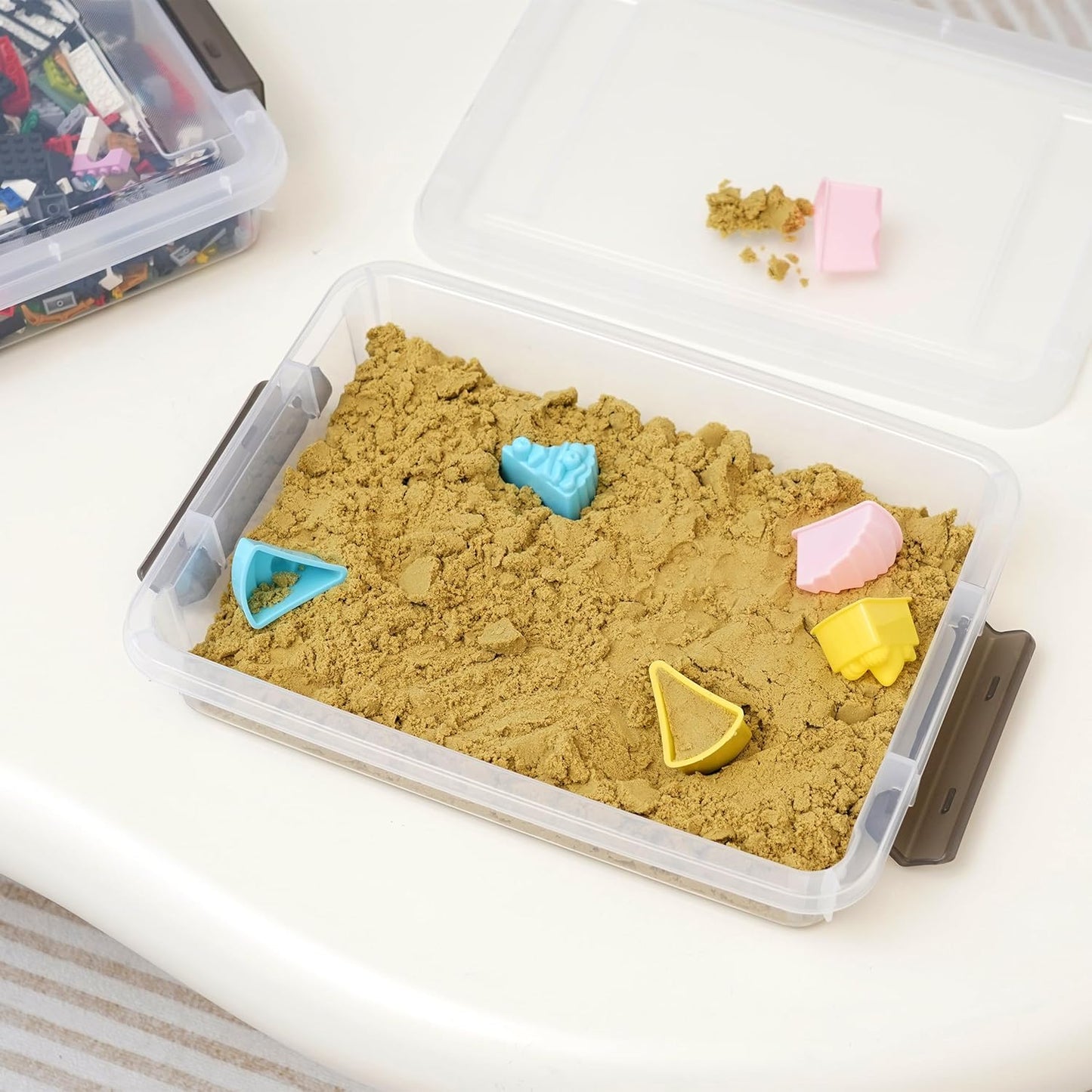 Citylife 6 PCS Clear Plastic Container Clip Box with Latching Lids, Stackable Document Paper Protectors Organizer Container for Office, Home, and School Supplies