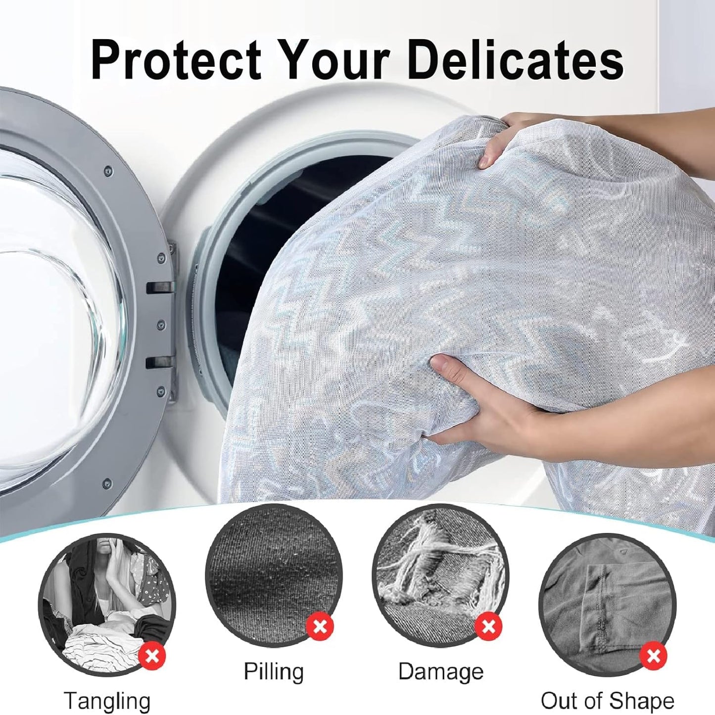 OTraki Mesh Washing Bags for Laundry 16x20 Inch Medium Mesh Bag Laundry Washer Delicates Lingerie Wash Machine Net Zipper Bag Heavy Duty Home Dorm Hotel Travel Storage Organizer, White