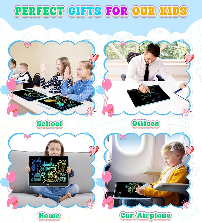LCD Writing Tablet Doodle Board, 16 inch Colorful Drawing Tablet Writing Pad for Kids, Electronic Erasable Learning Educational Girls Gifts Toys for 3 4 5 6 7 Year Old Girls Boys
