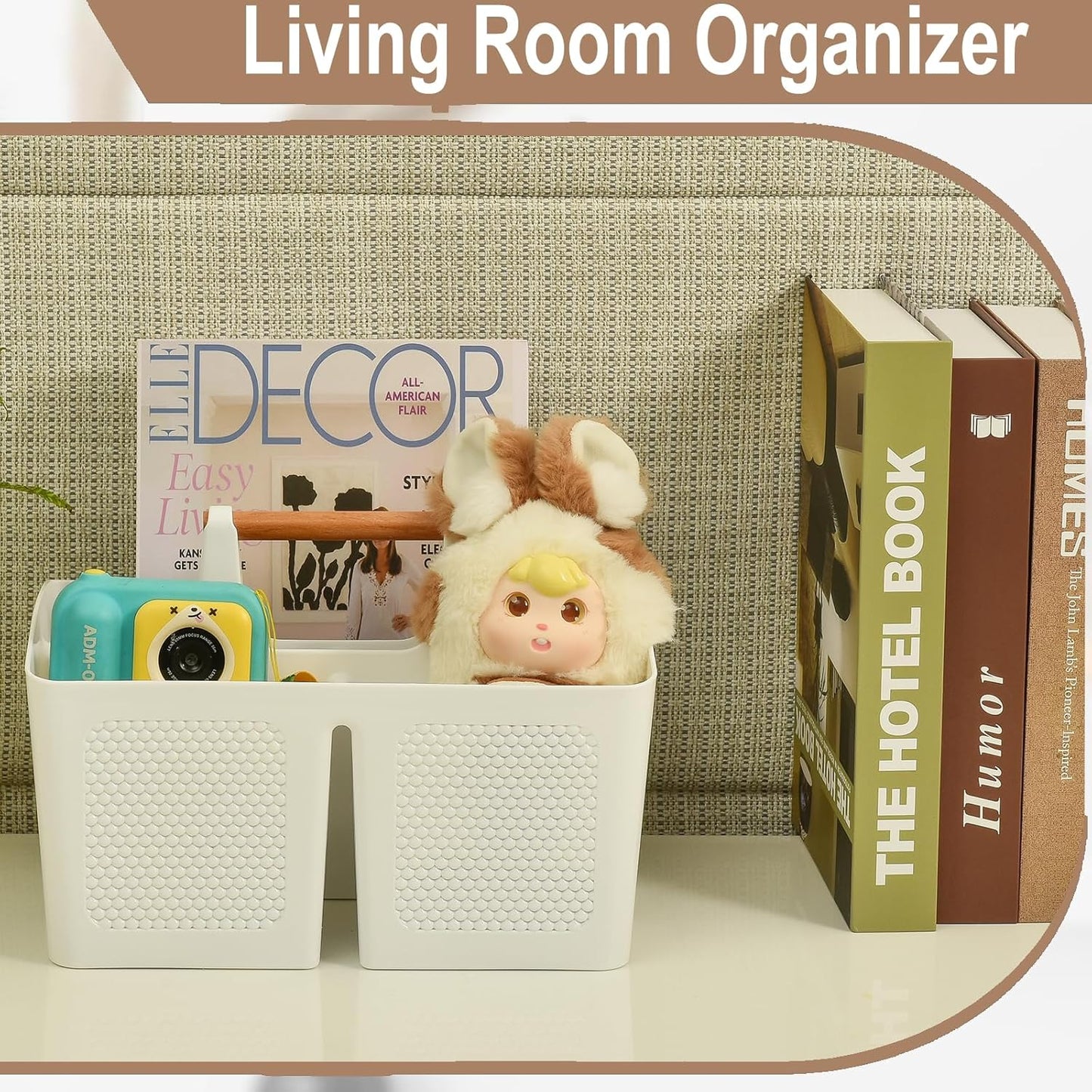 Haundry Plastic White Shower Caddy Basket with 3 Compartments, Portable Divided Bathroom Cleaning Caddy Organizer Storage Tote with Handle for Dorm, College, Room Essentials