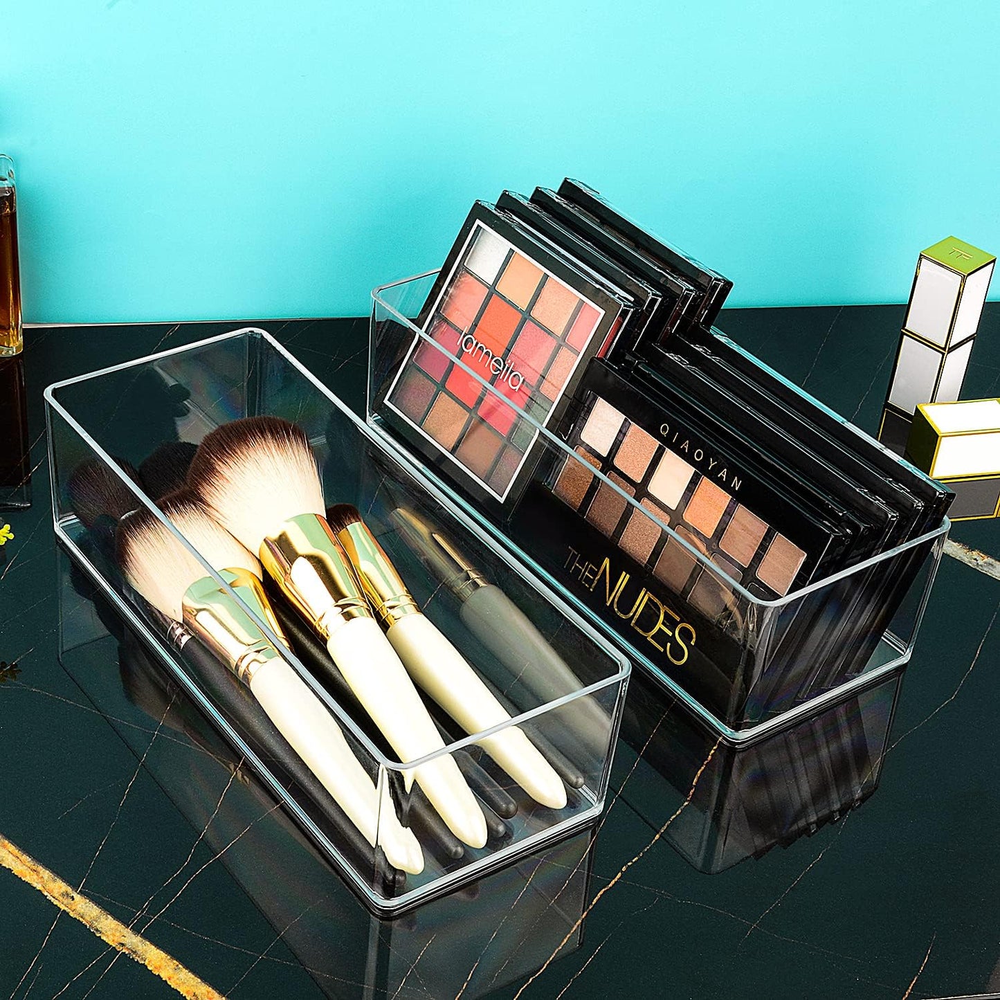 JessLab Acrylic Organizers, Bathroom Organizer for Drawer, Cosmetic Display Cases for Vanity, Countertop, Desk, Kitchen, and Makeup Storage, 1-Section