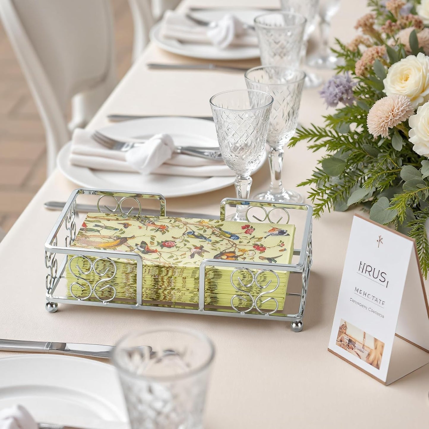 Stainless Steel Guest Towel Holder Tray for Bathroom, Silvery Counter Rectangular Bathroom Napkin Holder for Ktichen, Modern Disposable Hand Towel Holder Tray for Home, Bar, Hotel, Office