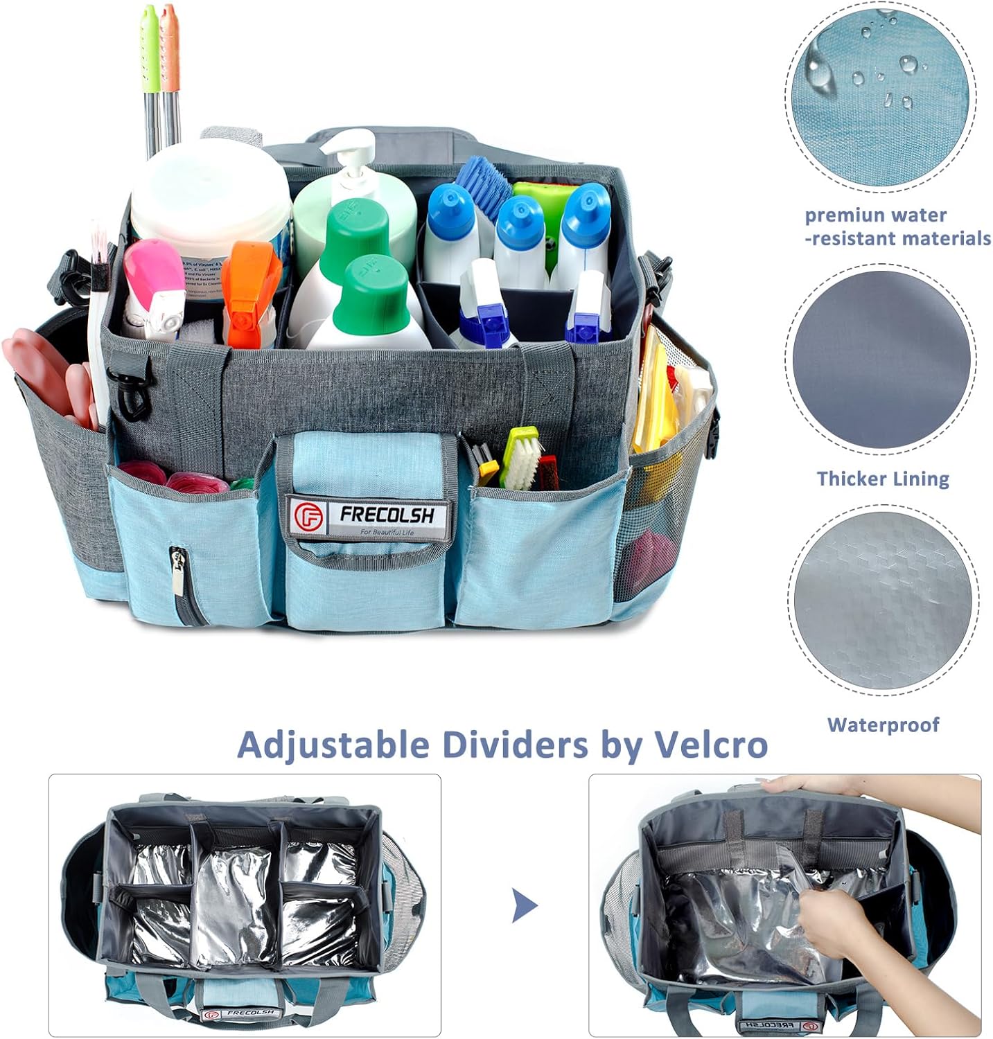 Cleaning Caddy for Cleaning Suppliers Organizer with Pockets for House Cleaning Essentials, Cleaning Organizer, Wearable Cleaing Bag Tote, Storage Caddy for Housekeeping