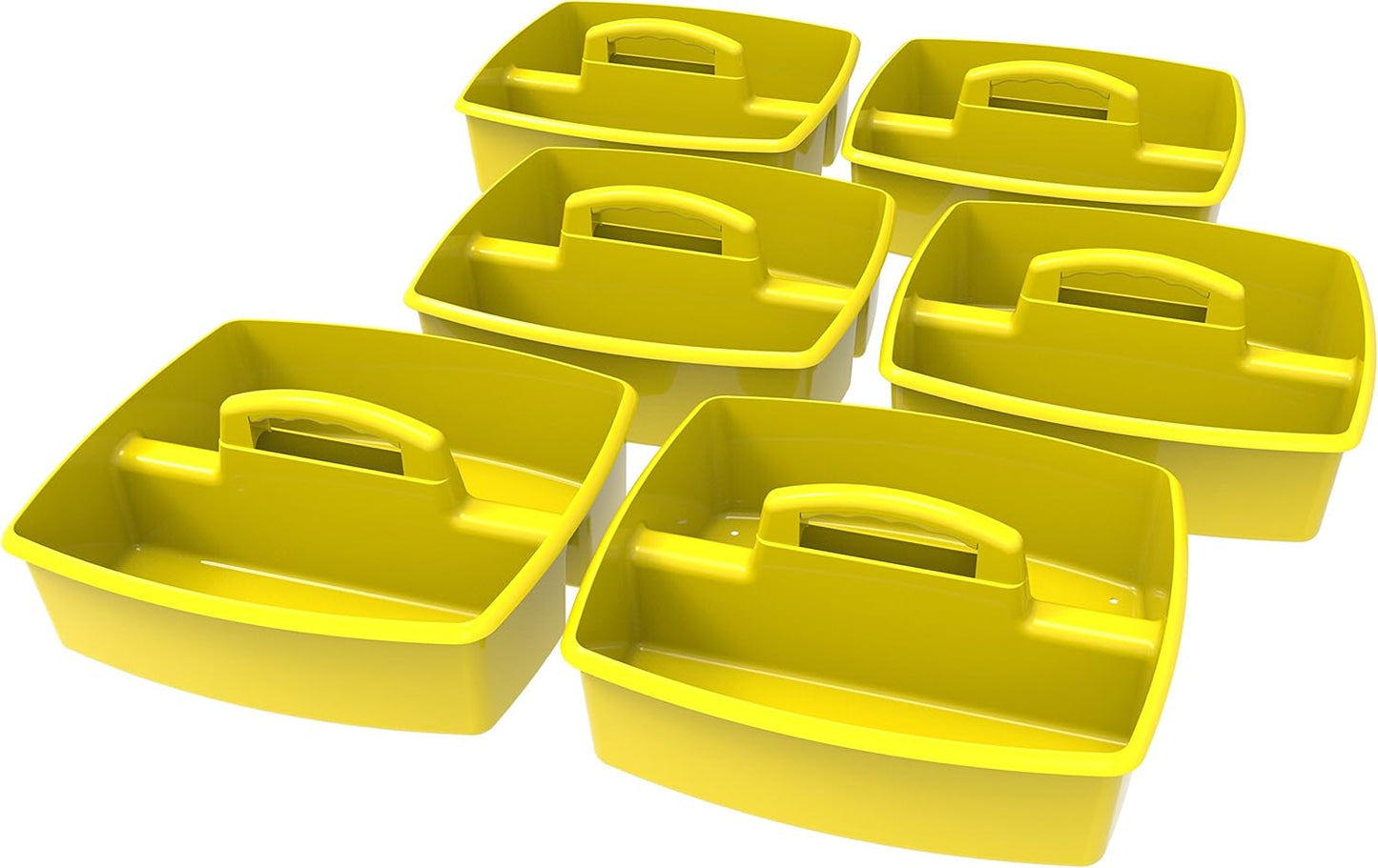 Storex 2-Compartment Large Caddy – Multipurpose Classroom Organizer with Handle, Yellow, 6-Pack (00957U06C)
