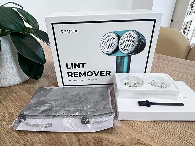 [1s 100% Fabric Renewal] [Smart Cloth Care] RANVOO Professional Fabric Shaver, Dual-Head Electric Rechargeable Lint Remover Fuzz/Pill for Sweater, Clothes & Furniture, Couch & Sofa, Pet Hair