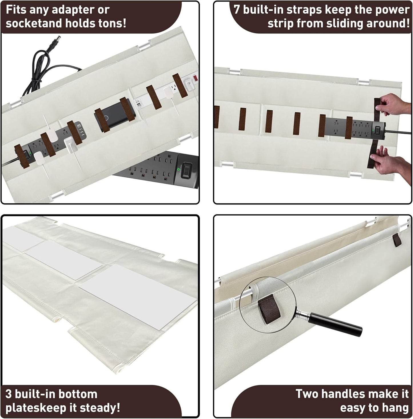 [Upgraded] Under Desk Cable Management, 36" Cord Organizer, with Silicone Pads (No Scratch!), 16 Cable Ties, Washable PE Honeycomb Base,Fits Any Desk 0-2.1", No Stinky Cardboard! Beige