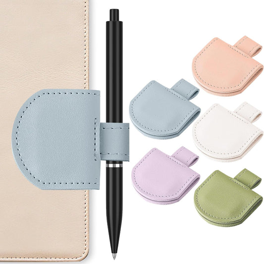 Magnetic Pen Loop Holder, Pencil Holder for Notebooks, Journals, Calendars, PU Leather 5 Pack