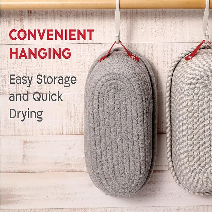 KneadAce Cotton Rope Banneton Bread Proofing Basket Set, 2 x Oval Bread Basket with Liners & Covers for Artisan Bread Baking, Sourdough Bread Baking Supplies