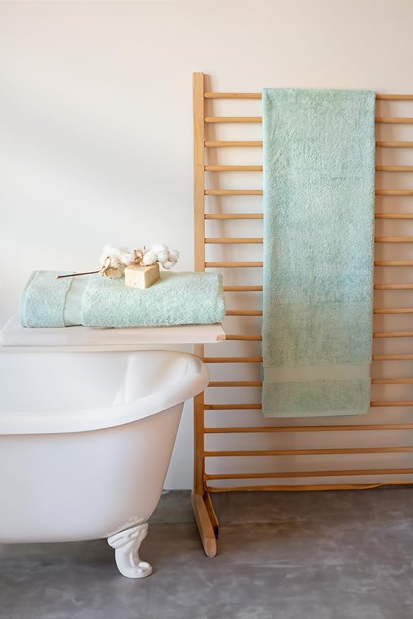 SALBAKOS 100% Turkish Cotton Extra Large Bath Sheet Set of 2 35x70 inch | Heirloom Quality | Hotel & Spa Collection | Soft, Oversize Bath Towels | Made in Turkey (Seafoam Green, 2 Bath Sheets)