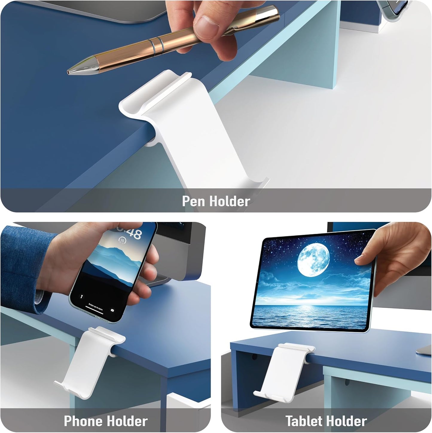 Simple Houseware Desk Dual Monitor Stand Riser with Drawer, Blue