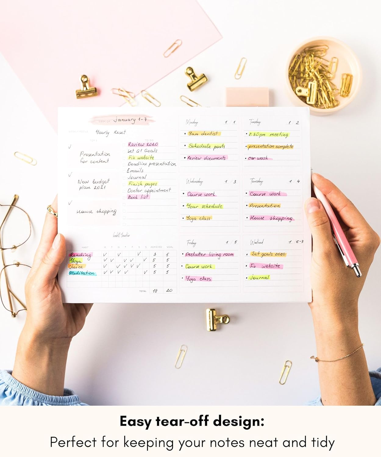 Lamare Weekly Planner Notepad – Premium Undated Weekly To Do List Notepad for School, Home & Office Desk To Do List and Productivity Planning Pad