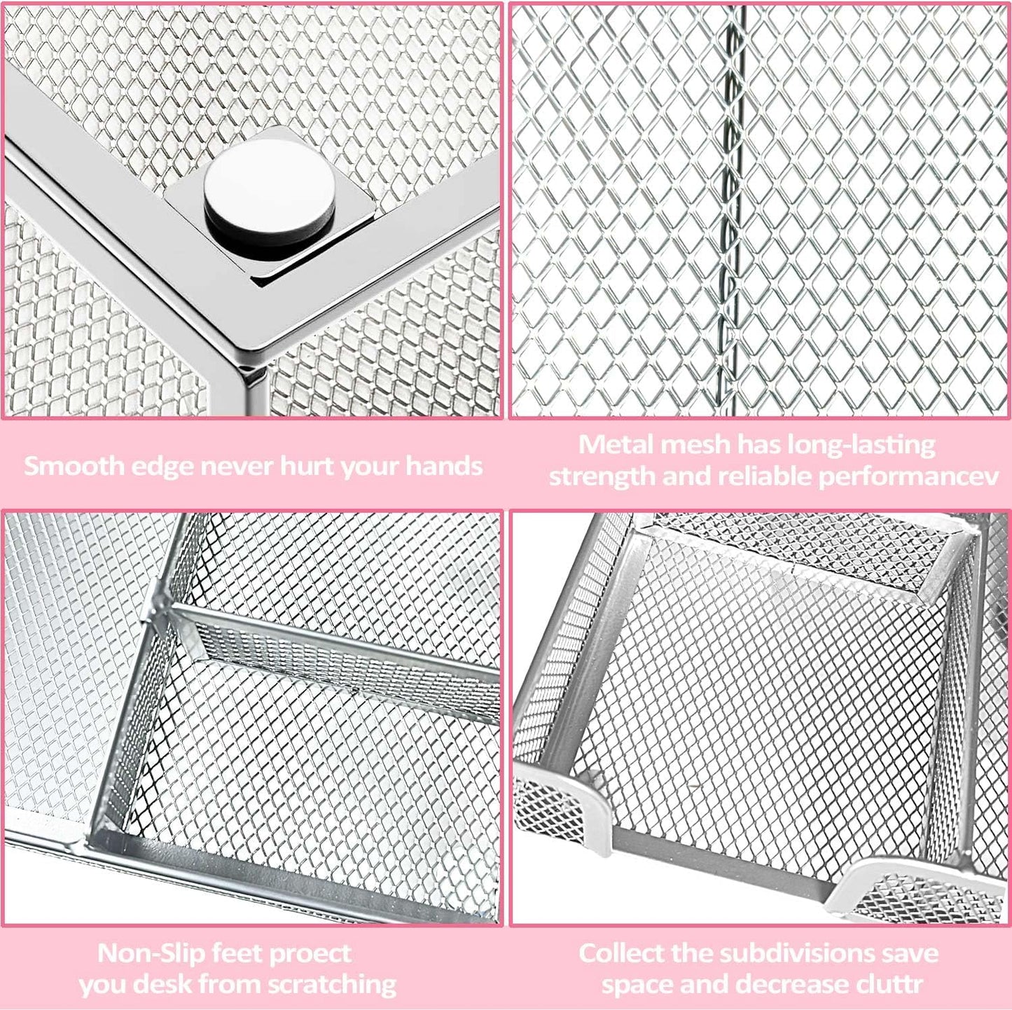 Pink Office Desk Accessories, Pink Office Supplies Set, Desk Drawer Organizer,Stapler and Tape Dispenser Set,Tape,Staple Remover, Staples, Paper Clips, Scissor and Sticky Note