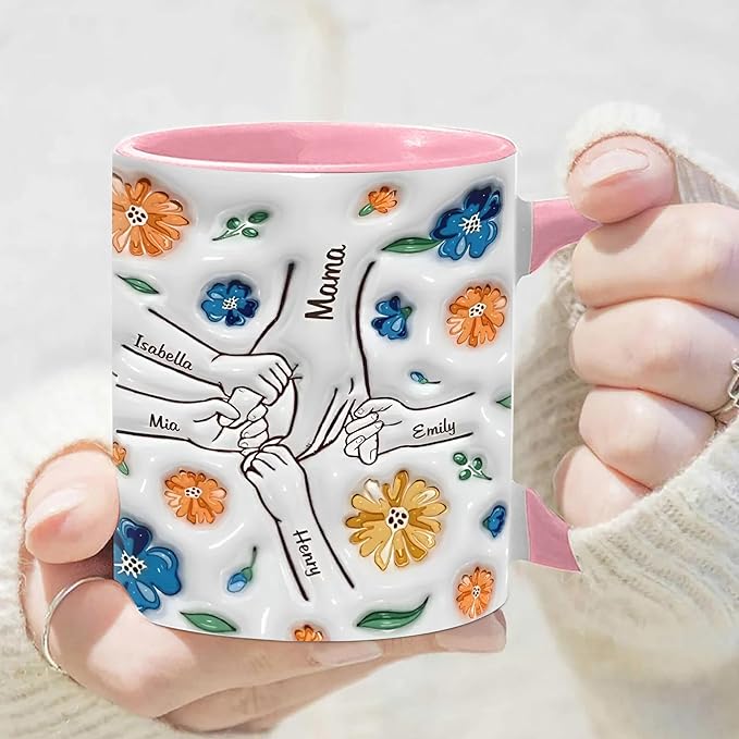 LOVELYPOD Custom Mom Mug with Kids Names, Mama Coffee Cup, Mothers Day Mug, Personalized Coffee Mugs, Christmas Gifts, Mothers Day Mugs for Mom, Mama Gifts