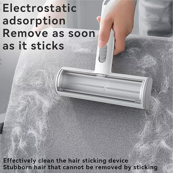 Pet Hair Remover & Lint Roller- Remove Cat/Dog Hair from Car Interiors, Furniture, Couch, Carpet and Bedding - Reusable & Washable Animal Fur Removal Tool for Pet Owners (Gray & White)
