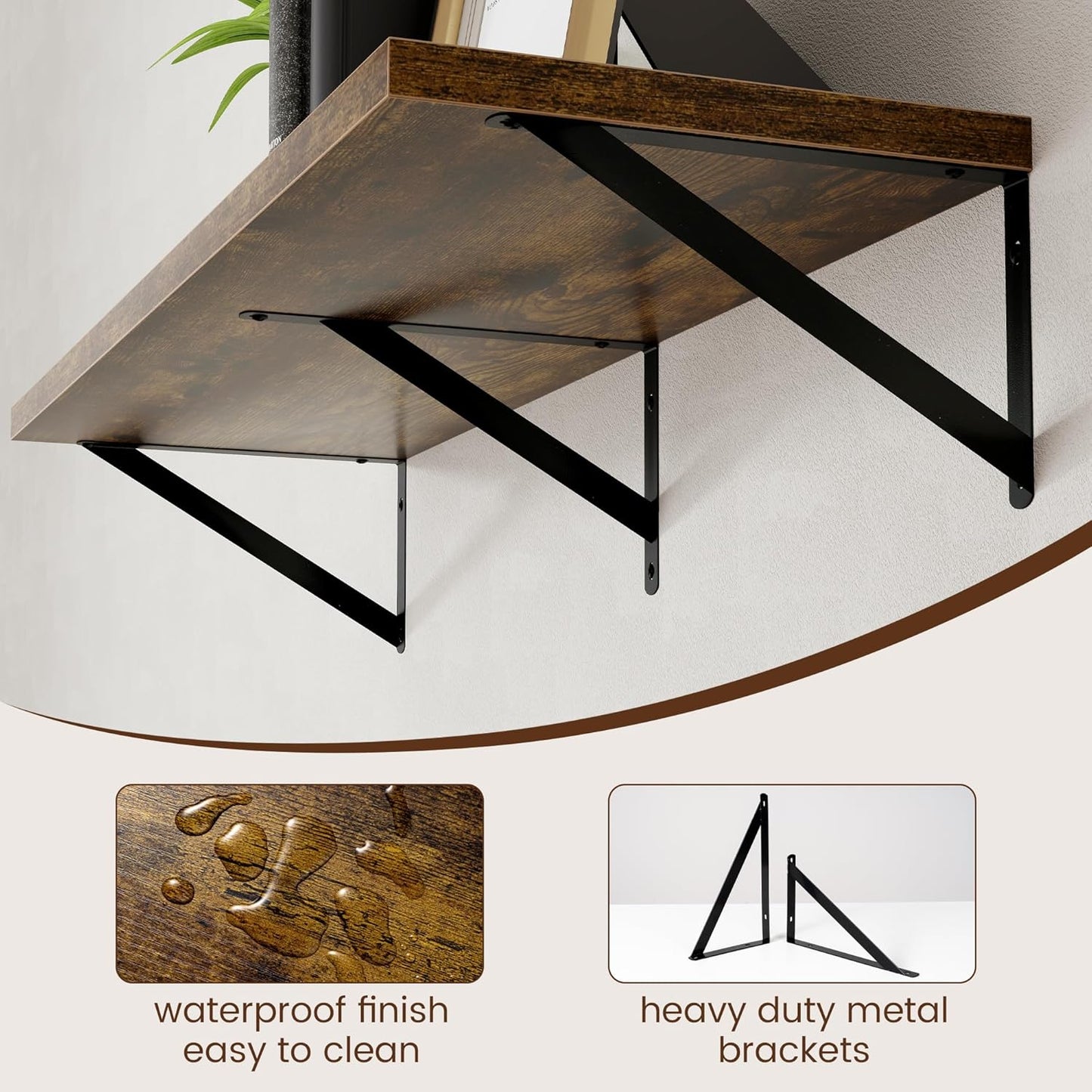 Axeman 12 Inch Deep Floating Shelves for Wall - 36 Inch Wide x 12 Inch Deep Wall Shelves Set of 2 - Rustic Wood Floating Shelves for Living Room