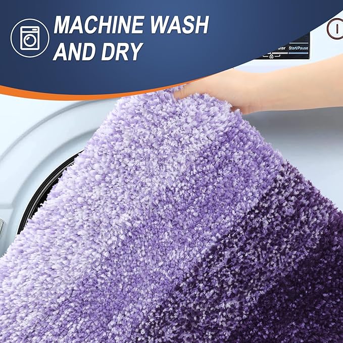 OLANLY Bathroom Runner Rugs 59x20, Extra Soft Absorbent Microfiber Bath Rugs, Rubber Backing, Quick Dry, Machine Washable Bath Mats for Bathroom Floor, Tub and Shower, Home Decor Accessories, Violet