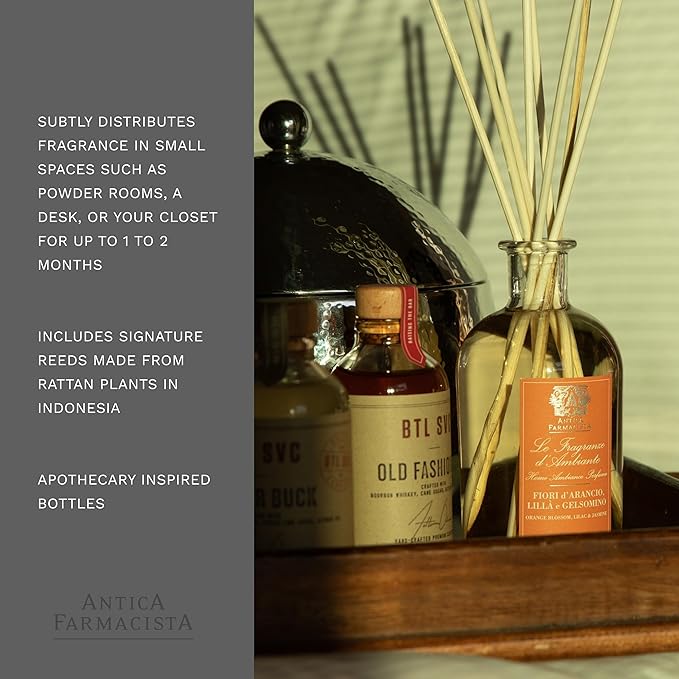 Antica Farmacista Home Ambiance Diffuser - Long-Lasting Reed Scent Diffuser - Luxury Room Freshener Gift - Orange Blossom, Lilac & Jasmine, 3.4 fl oz
