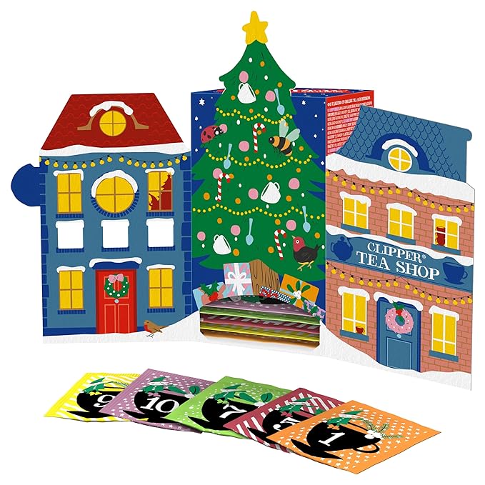Clipper Tea: Tea Advent Calendar for 2025 Christmas Holiday – Sampler Set Gift w/ 12 Organic Flavors, Mix of Lemon, Ginger, Sleep, Herbal, Green & Black Tea Blends – 1 Variety Pack, 24 Individual Bags
