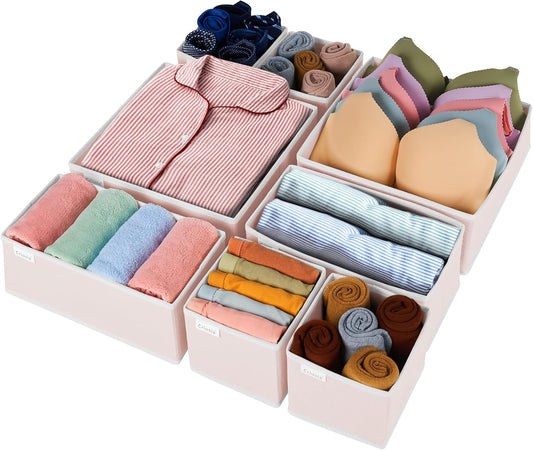 8 Pack Underwear Drawer Organizer, Drawer Organizer Clothes, Foldable Cloth Storage Box Closet Dresser Drawer Divider Organizer for Clothes, Scarves