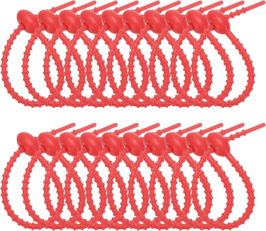 PATIKIL 6 Inch Silicone Cable Ties, 20pcs Rubber Reusable Twist Zip Ties Organizer for Home Office Kitchen Food bags Wires Adjustable Bag Clip, Deep Red