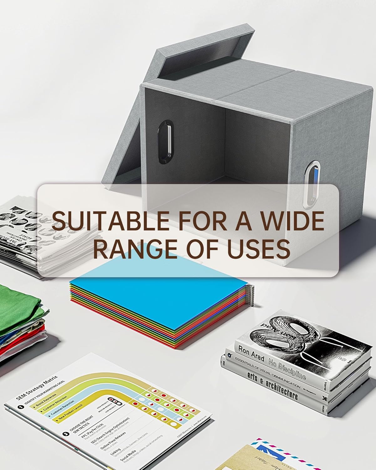 4 Pack File Storage Organizer, Document Organizer, Portable File Box with Lid, Fit for Letter/Legal File Folder Storage,Gray-Box only