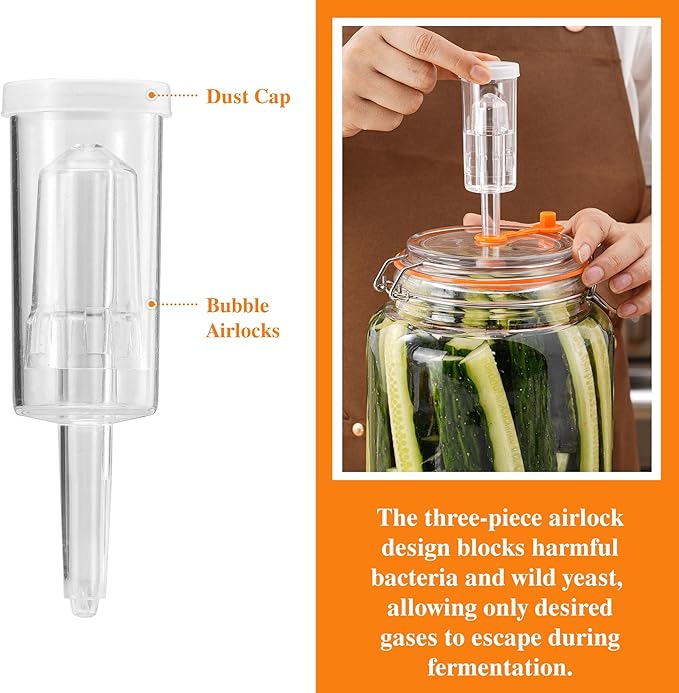 1 Gallon Fermentation Jars with Weights & Airlocks, Fermenting Kit for Sauerkraut, Kimchi, Kombucha and Pickles, 2 Pack